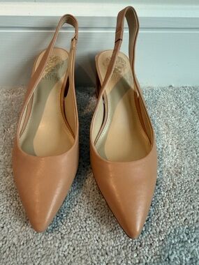 Vince Camuto Pointed Toe Slingback Flats in Nude Tan